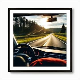 Move Drive Car Countryside Speed Mirror View Window Rear Asphalt Transport Driving Heave (6) Art Print