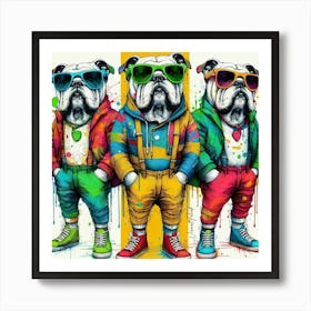 Triple Trouble Bulldogs Art Print