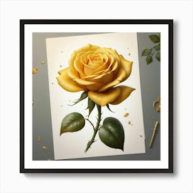 Golden Rose Art Print