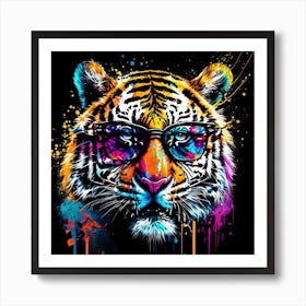 Tiger With Colorful Sunglasses Pop Art Art Print