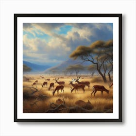 Deer In The Savannah Affiche