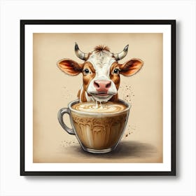 Cow With A Cup Of Coffee 1 Art Print