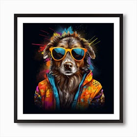 Dog With Sunglasses Art Print