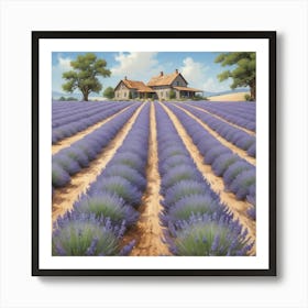 Lavender Field paintings art print 1 Art Print