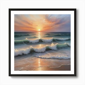 Sunset On The Beach Paintings Art Print 3 Art Print