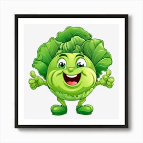 Funny Cabbage Cartoon Art Print