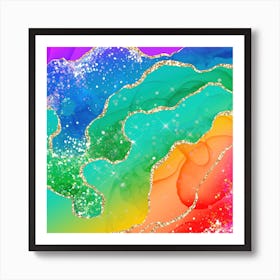 Vibrant Rainbow Glitter Agate Texture 08 Art Print