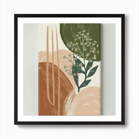 Boho Abstract Wall Art Print Beige Green 3 Póster