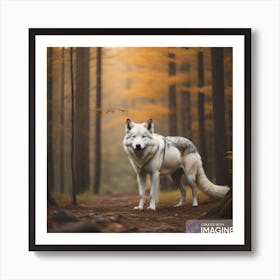 white wolf in the forest Art Print