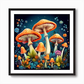 Mushrooms In The Night 3 Art Print