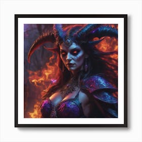 Demon Woman With Horns Art Print