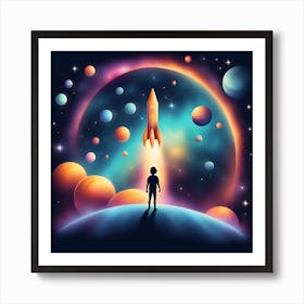 Space Rocket Art Print