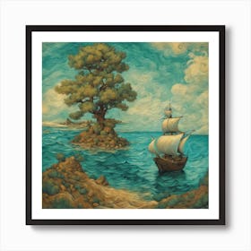 401787 Vincent Van Gogh Style A Small Island In The Middl Xl 1024 V1 0 Art Print