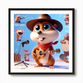 Squirrel With A Guitar Art Print