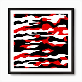 Camouflage Pattern Art, pattern, tile, black and red digital art Art Print