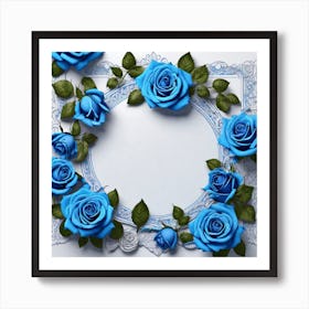 Blue Roses Frame 3 Art Print