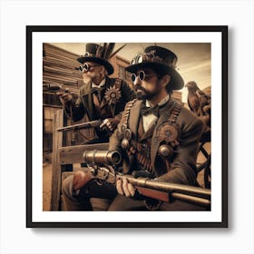 Steam Punk Cowboys 4/4  (time travel old west future west world western outlaw sci-fi fantasy) Art Print