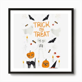 Trick Or Treat Scary Skull Pumpkin Ghost Halloween Costume Art Print