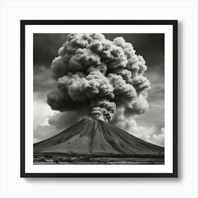 Black And White Photograph Of A Volcano 2 Art Print