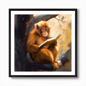 Monkey Reading A Book 1 Art Print