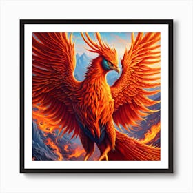 Mystical Blaze: The Wonderland of the Phoenix Art Print