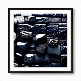 Black stone wall texture Art Print