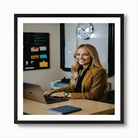 A Candid Photo Of A Woman Smiling With Long Blonde Art Print