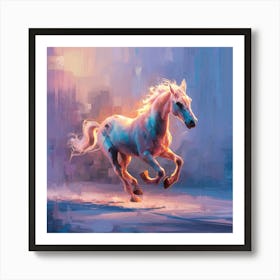 Horse Running In The City Art Print