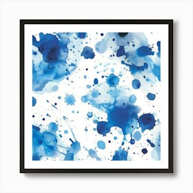 Blue Watercolor Splashes 4 Art Print