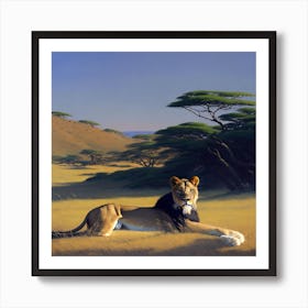 Lion In The Grass 8 Art Print