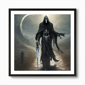 "Embrace the Shadows: Journey with the Dark Reaper" Art Print