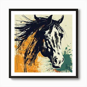 Illustration grunge Horse Art Print