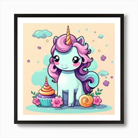 Cute Unicorn 706 Art Print