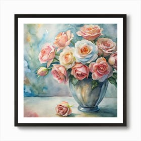 Roses In A Vase 4 Art Print