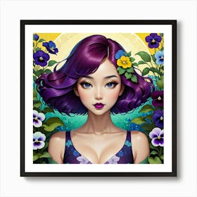 Girl With Purple Hair 2 Art Print