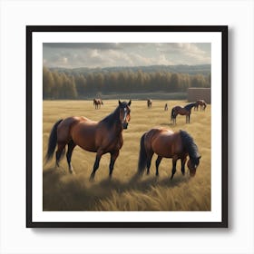 Horses In The Field 20 Art Print