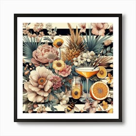 Hibiscus And Oranges Art Print