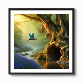 Kingfisher In The Forest Art Print