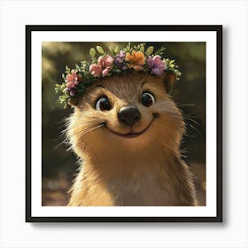 Squirrel In A Flower Crown Poster