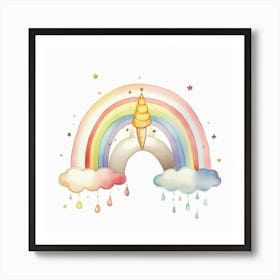 Rainbow Unicorn Affiche