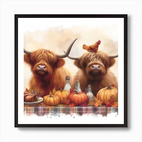 Autumn Highland Cow 3 Art Print