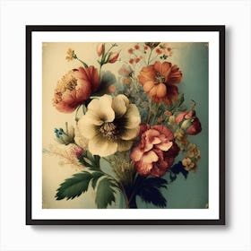 Vintage Flowers In A Vase Art Print