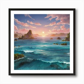 Sunset Over The Ocean Art Print