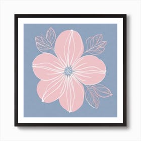 A White And Pink Flower In Minimalist Style Square Composition 486 Art Print