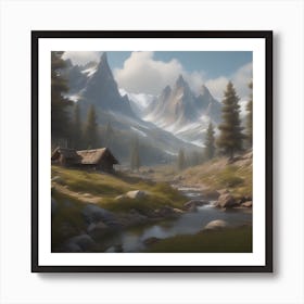 Peaceful Landscape In Mountains Trending On Artstation Sharp Focus Studio Photo Intricate Detail (12) Art Print