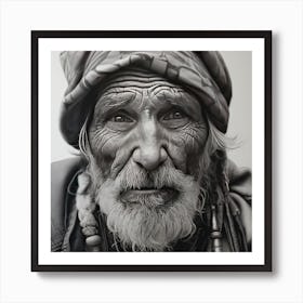Old Man Black & White Art Print