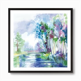 Watercolor Landscape Painting Vincent Van Gogh Art Print