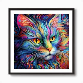 Psychedelic Cat 3 Art Print