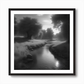 River In Black And White 7 Art Print