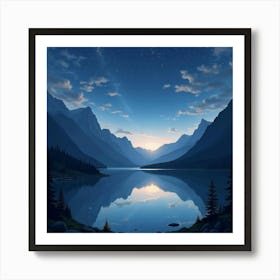 Glimmering Stardust Over A Serene Mountain Lake 1 Art Print